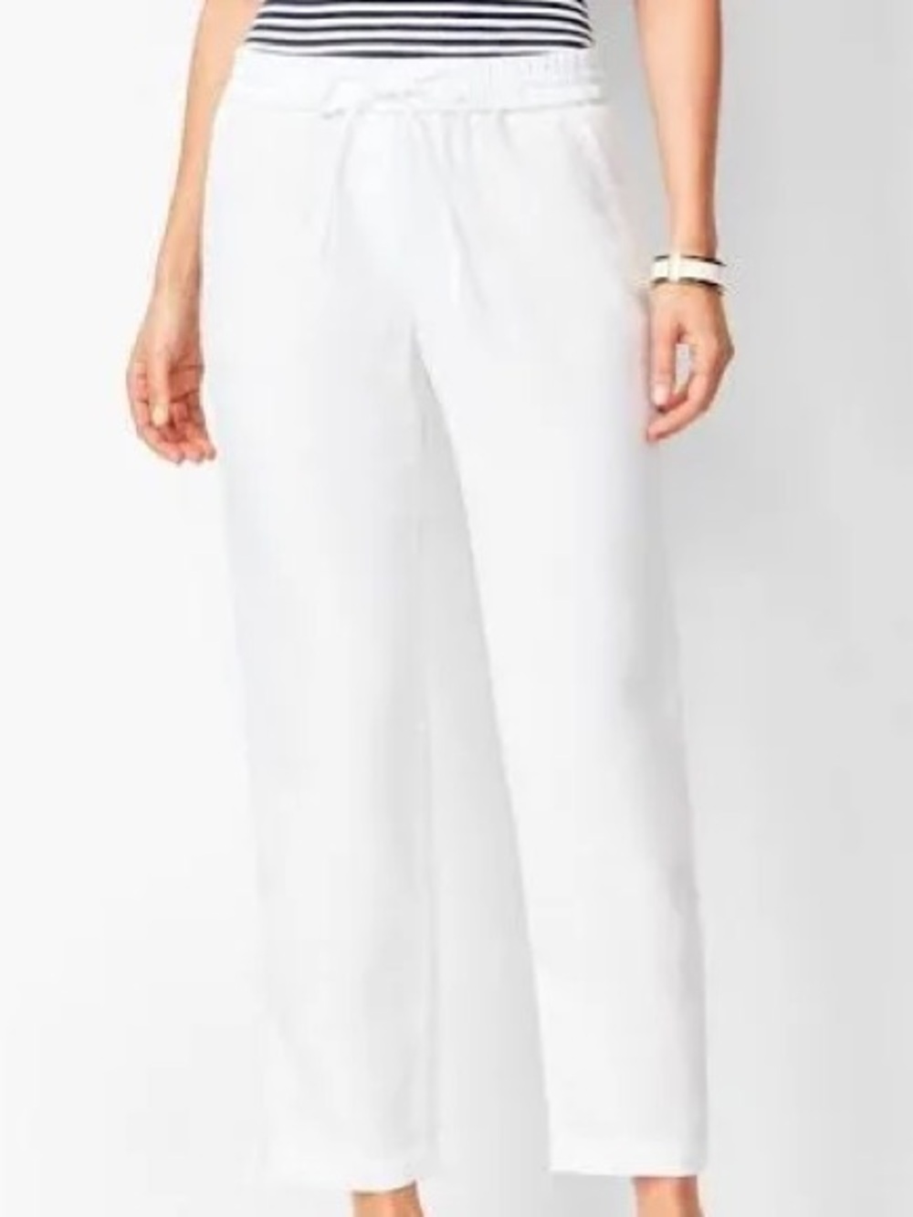 Talbots: CL, White Elastic-Waist Wide-Leg capris Pants with back pockets